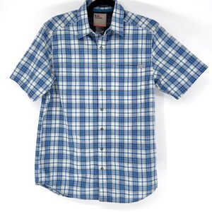5.11 Tactical Men’s Plaid Button Down Shirt Blue White Short Sleeve Small